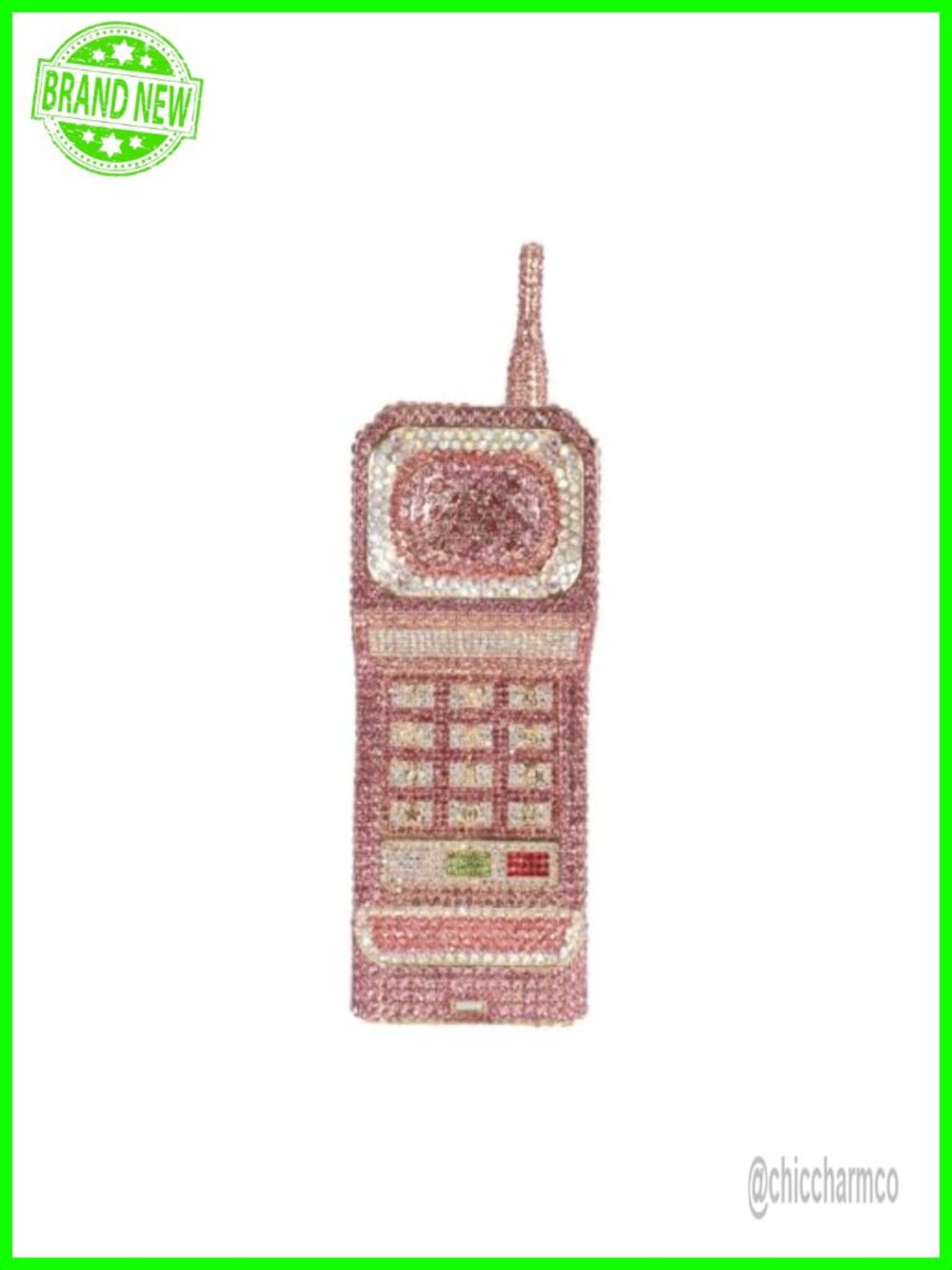 Rhinestone Cellphone Shaped Clutch Evening Bag with Detachable Chain